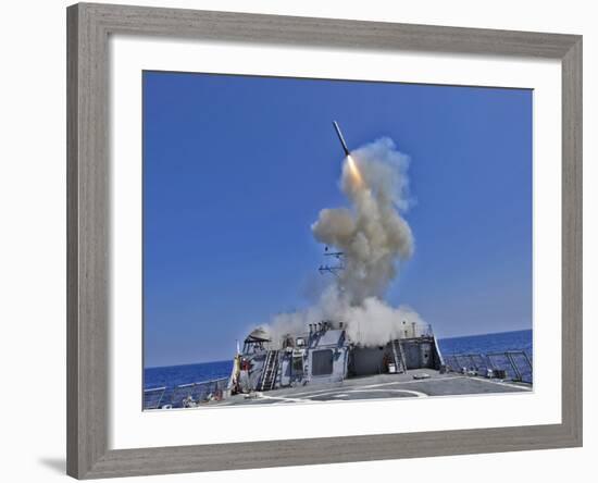 USS Barry Launches a Tomahawk Cruise Missile-Stocktrek Images-Framed Photographic Print