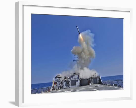 USS Barry Launches a Tomahawk Cruise Missile-Stocktrek Images-Framed Photographic Print