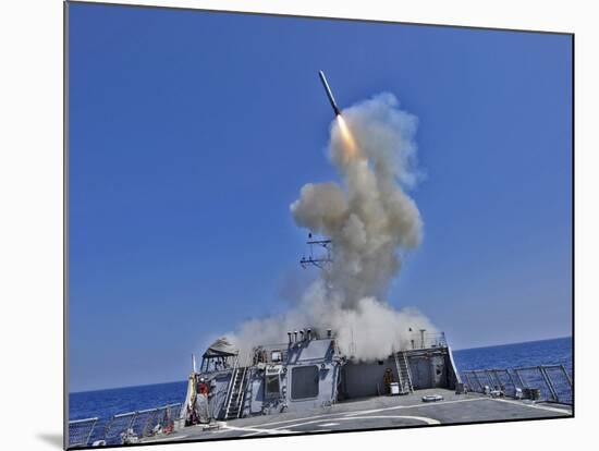 USS Barry Launches a Tomahawk Cruise Missile-Stocktrek Images-Mounted Photographic Print