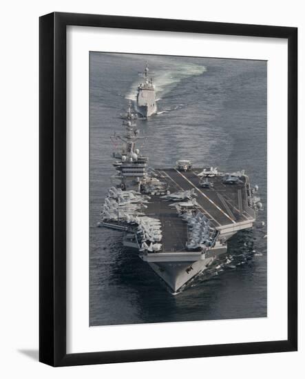 USS Carl Vinson And USS Bunker Hill Transit the Strait of Malacca-Stocktrek Images-Framed Photographic Print