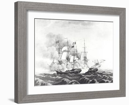 Uss Constitution and Hms Guerriere-null-Framed Giclee Print