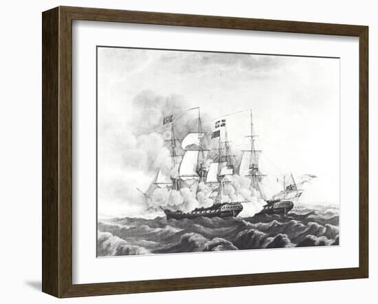Uss Constitution and Hms Guerriere-null-Framed Giclee Print