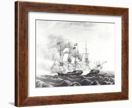 Uss Constitution and Hms Guerriere-null-Framed Giclee Print