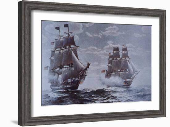 USS Constitution and HMS Java--Framed Giclee Print