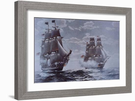 USS Constitution and HMS Java-null-Framed Giclee Print