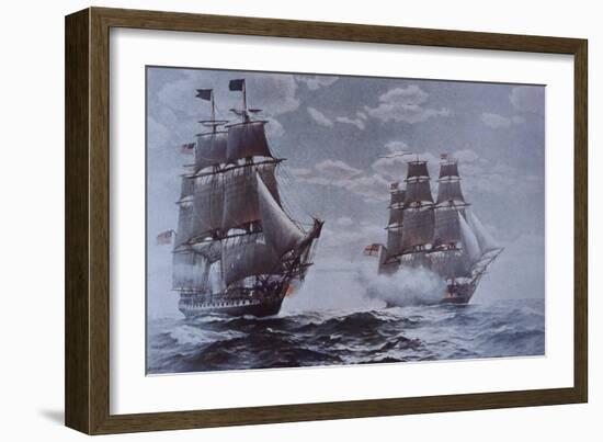 USS Constitution and HMS Java-null-Framed Giclee Print