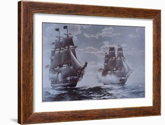 USS Constitution and HMS Java-null-Framed Giclee Print