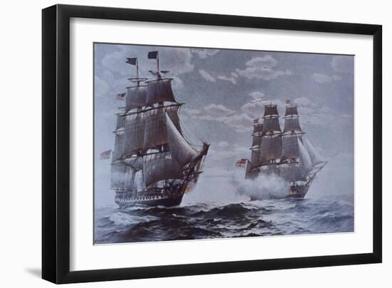 USS Constitution and HMS Java-null-Framed Giclee Print