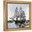 USS "Constitution" Being Towed Out of Boston Harbor, 1812-null-Framed Premier Image Canvas