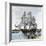 USS "Constitution" Being Towed Out of Boston Harbor, 1812-null-Framed Giclee Print