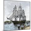 USS "Constitution" Being Towed Out of Boston Harbor, 1812-null-Mounted Giclee Print