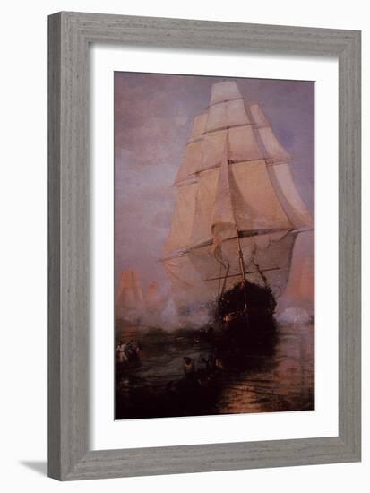 USS Constitution Escaping the British-null-Framed Giclee Print