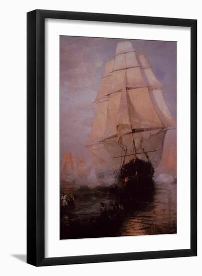 USS Constitution Escaping the British-null-Framed Giclee Print