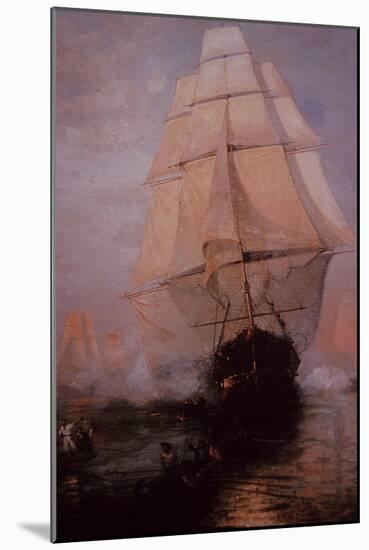 USS Constitution Escaping the British-null-Mounted Giclee Print