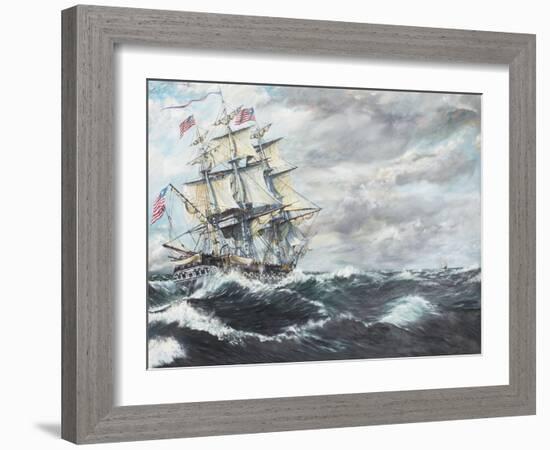 USS Constitution Heads for HM Frigate Guerriere-Vincent Booth-Framed Giclee Print