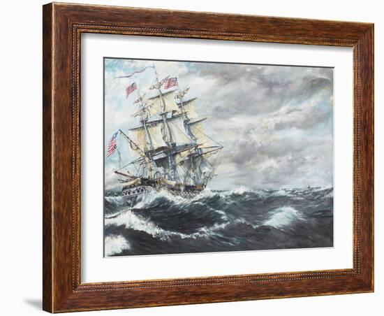 USS Constitution Heads for HM Frigate Guerriere-Vincent Booth-Framed Giclee Print