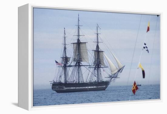 USS Constitution "Old Ironsides" Under Sail, Massachusetts Bay, Celebrating Its Bicentennial, 1997-null-Framed Premier Image Canvas