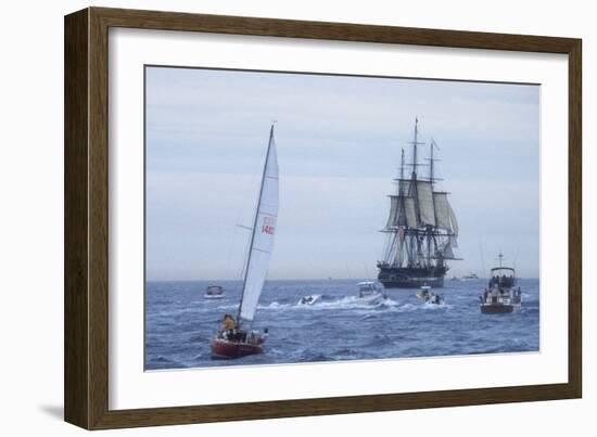 USS Constitution "Old Ironsides" Under Sail, Massachusetts Bay, Celebrating Its Bicentennial, 1997-null-Framed Photographic Print