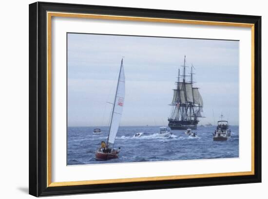 USS Constitution "Old Ironsides" Under Sail, Massachusetts Bay, Celebrating Its Bicentennial, 1997-null-Framed Photographic Print