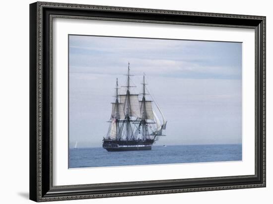 USS Constitution "Old Ironsides" Under Sail, Massachusetts Bay, Celebrating Its Bicentennial, 1997-null-Framed Photographic Print