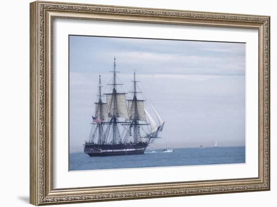 USS Constitution "Old Ironsides" Under Sail, Massachusetts Bay, Celebrating Its Bicentennial, 1997-null-Framed Photographic Print