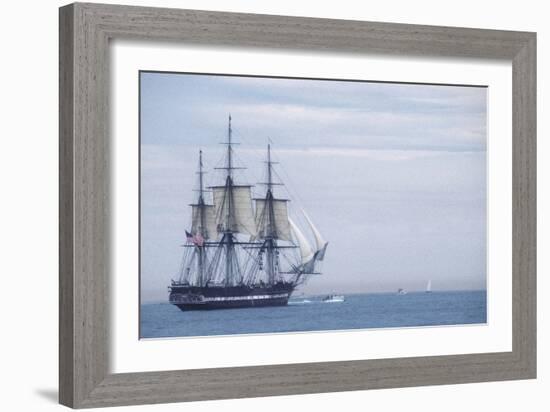 USS Constitution "Old Ironsides" Under Sail, Massachusetts Bay, Celebrating Its Bicentennial, 1997-null-Framed Photographic Print