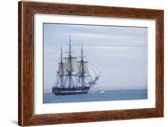 USS Constitution "Old Ironsides" Under Sail, Massachusetts Bay, Celebrating Its Bicentennial, 1997-null-Framed Photographic Print