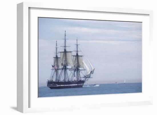 USS Constitution "Old Ironsides" Under Sail, Massachusetts Bay, Celebrating Its Bicentennial, 1997-null-Framed Photographic Print