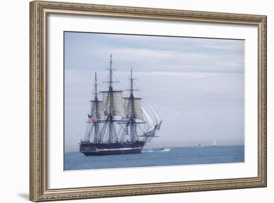 USS Constitution "Old Ironsides" Under Sail, Massachusetts Bay, Celebrating Its Bicentennial, 1997-null-Framed Photographic Print