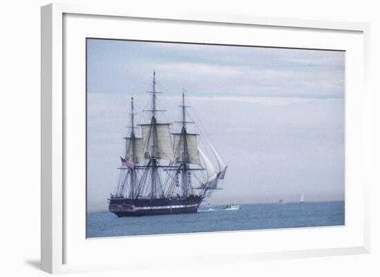 USS Constitution "Old Ironsides" Under Sail, Massachusetts Bay, Celebrating Its Bicentennial, 1997-null-Framed Photographic Print