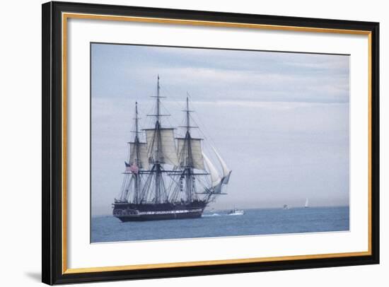 USS Constitution "Old Ironsides" Under Sail, Massachusetts Bay, Celebrating Its Bicentennial, 1997-null-Framed Photographic Print