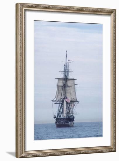 USS Constitution "Old Ironsides" Under Sail, Massachusetts Bay, Celebrating Its Bicentennial, 1997-null-Framed Photographic Print