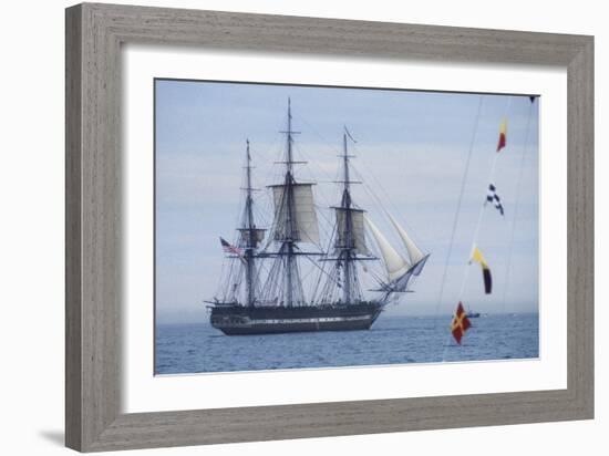 USS Constitution "Old Ironsides" Under Sail, Massachusetts Bay, Celebrating Its Bicentennial, 1997-null-Framed Photographic Print