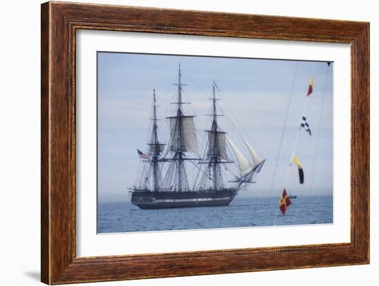 USS Constitution "Old Ironsides" Under Sail, Massachusetts Bay, Celebrating Its Bicentennial, 1997-null-Framed Photographic Print