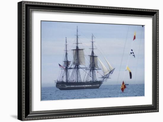 USS Constitution "Old Ironsides" Under Sail, Massachusetts Bay, Celebrating Its Bicentennial, 1997-null-Framed Photographic Print