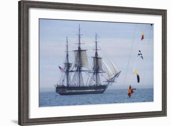 USS Constitution "Old Ironsides" Under Sail, Massachusetts Bay, Celebrating Its Bicentennial, 1997-null-Framed Photographic Print