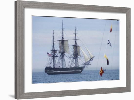 USS Constitution "Old Ironsides" Under Sail, Massachusetts Bay, Celebrating Its Bicentennial, 1997-null-Framed Photographic Print