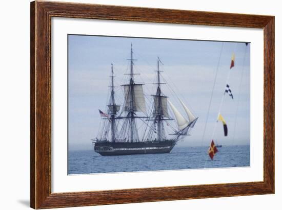 USS Constitution "Old Ironsides" Under Sail, Massachusetts Bay, Celebrating Its Bicentennial, 1997-null-Framed Photographic Print