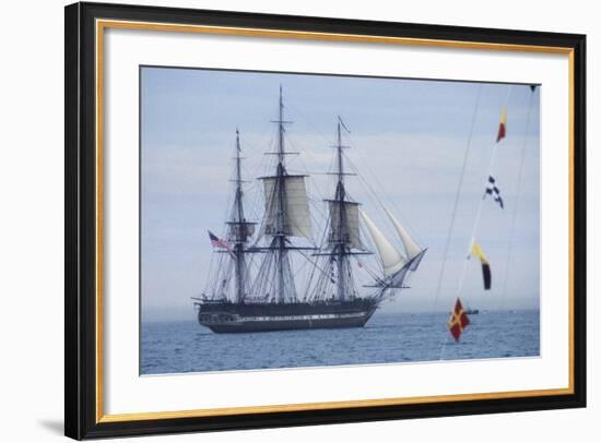 USS Constitution "Old Ironsides" Under Sail, Massachusetts Bay, Celebrating Its Bicentennial, 1997-null-Framed Photographic Print