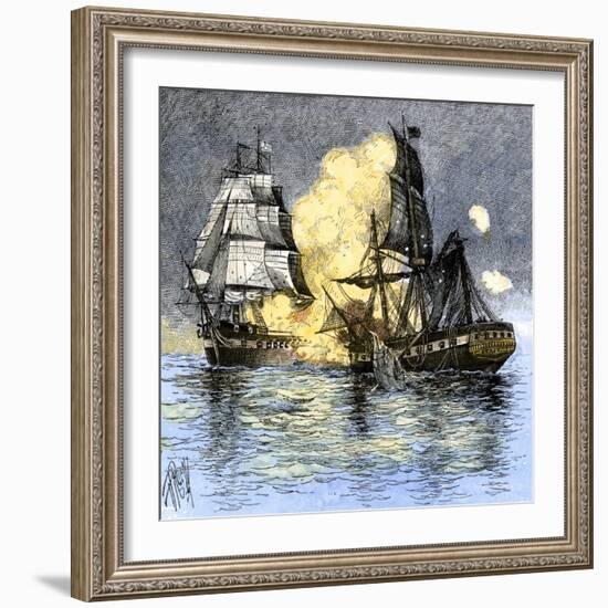 USS Frigate Chesapeake Engaging the British Ship Shannon, War of 1812-null-Framed Giclee Print