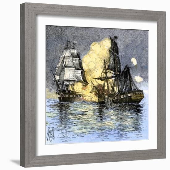 USS Frigate Chesapeake Engaging the British Ship Shannon, War of 1812-null-Framed Giclee Print