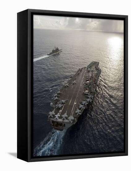 USS George Washington And USS Mobile Bay Underway in the Pacific Ocean-Stocktrek Images-Framed Premier Image Canvas