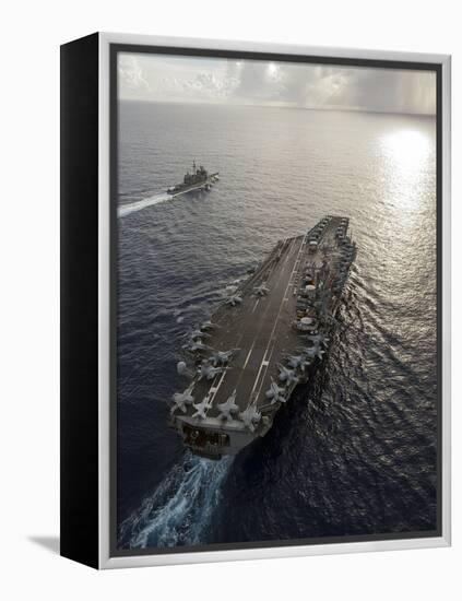 USS George Washington And USS Mobile Bay Underway in the Pacific Ocean-Stocktrek Images-Framed Premier Image Canvas