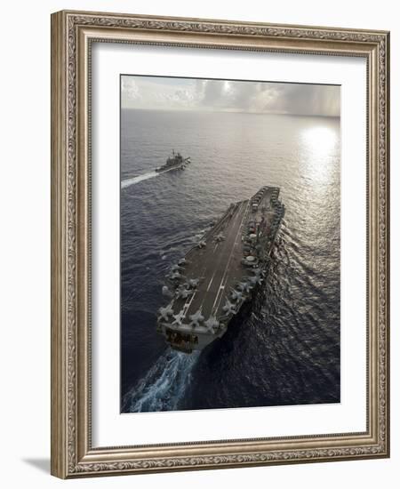 USS George Washington And USS Mobile Bay Underway in the Pacific Ocean-Stocktrek Images-Framed Photographic Print