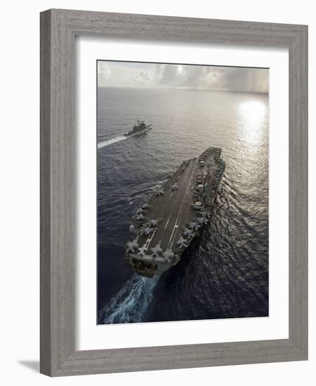 USS George Washington And USS Mobile Bay Underway in the Pacific Ocean-Stocktrek Images-Framed Photographic Print