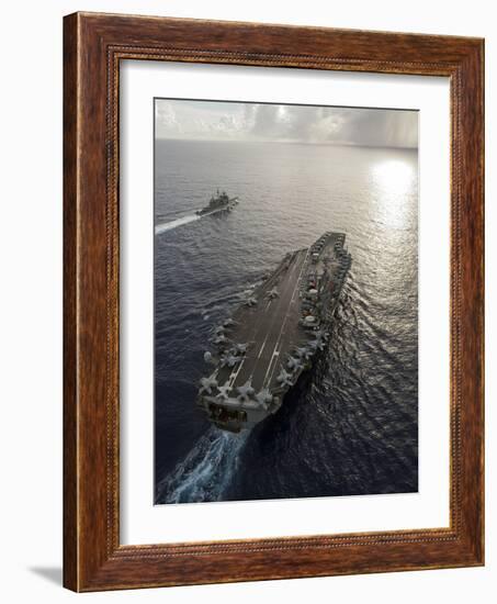 USS George Washington And USS Mobile Bay Underway in the Pacific Ocean-Stocktrek Images-Framed Photographic Print