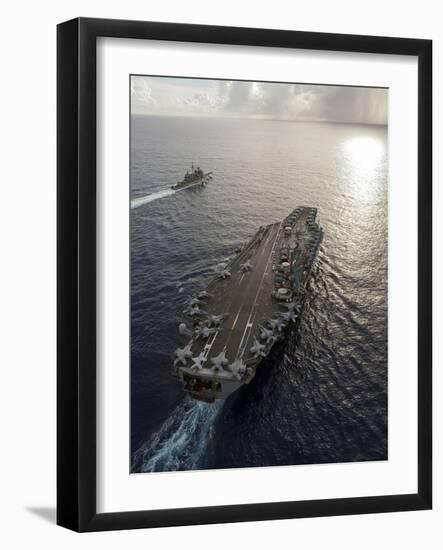USS George Washington And USS Mobile Bay Underway in the Pacific Ocean-Stocktrek Images-Framed Photographic Print