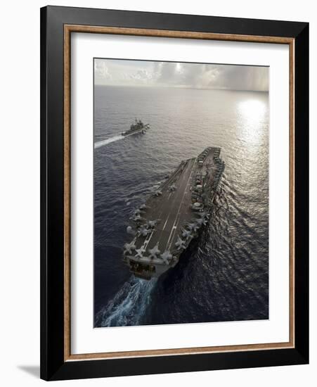 USS George Washington And USS Mobile Bay Underway in the Pacific Ocean-Stocktrek Images-Framed Photographic Print