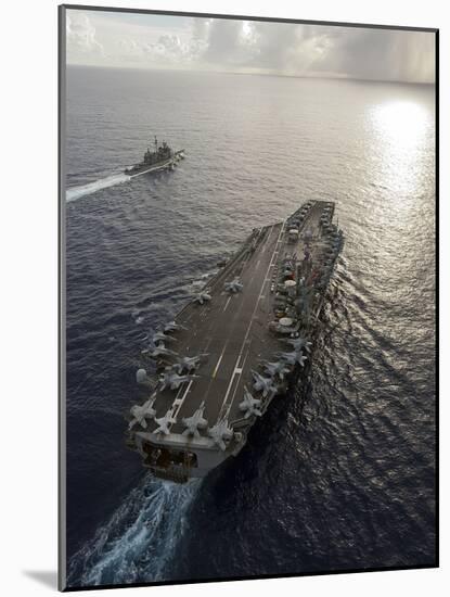 USS George Washington And USS Mobile Bay Underway in the Pacific Ocean-Stocktrek Images-Mounted Photographic Print