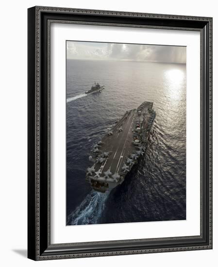 USS George Washington And USS Mobile Bay Underway in the Pacific Ocean-Stocktrek Images-Framed Photographic Print